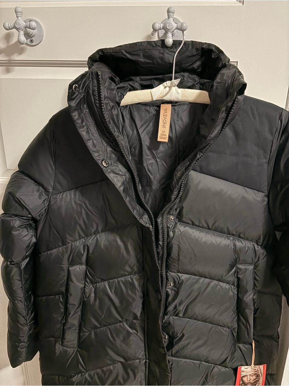 Women's Black Down Ski Jacket with High Hood - Picture 3 of 15